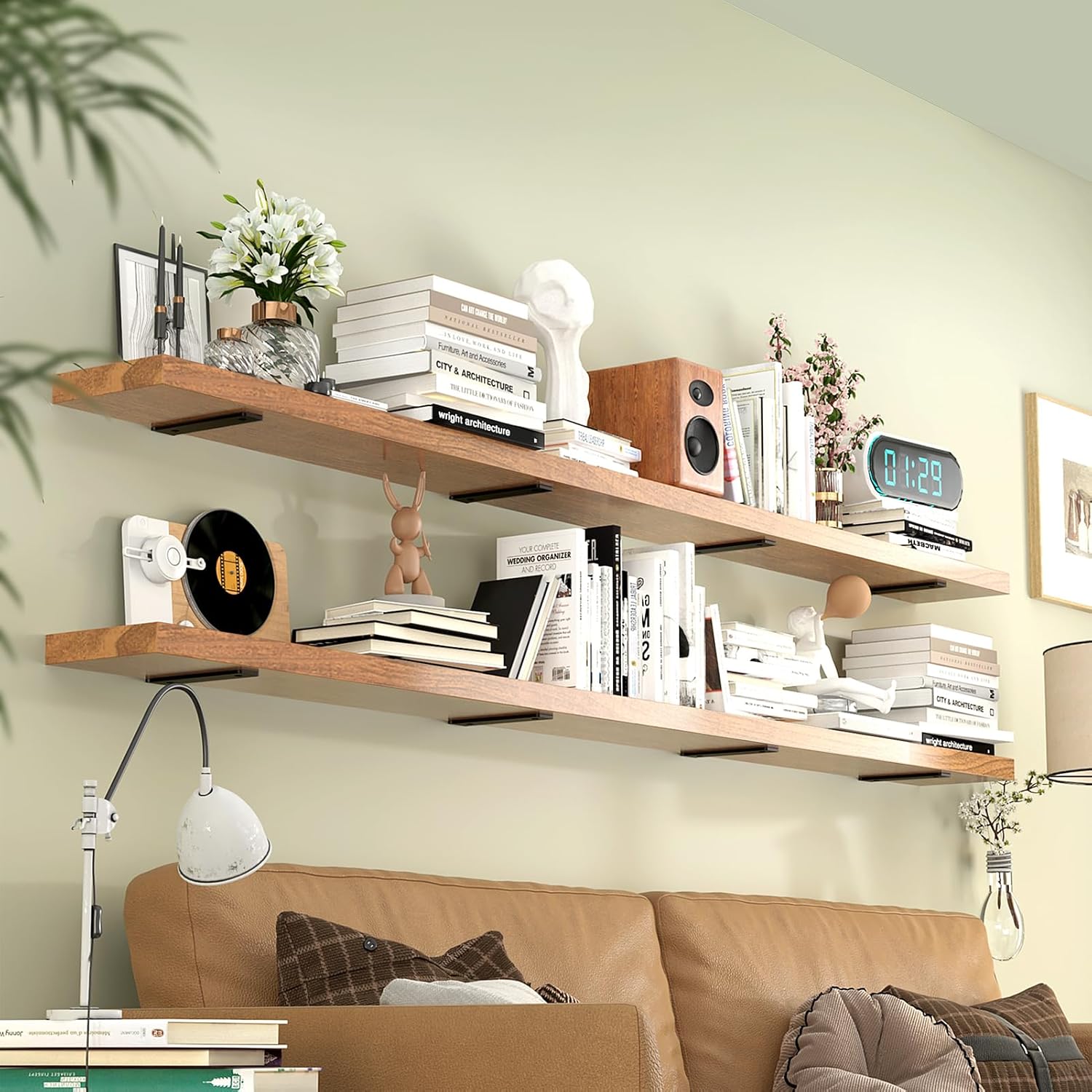 6 supporti per scaffali, 25 cm, con capacità di carico di 75 kg, colore: nero - immagine 3