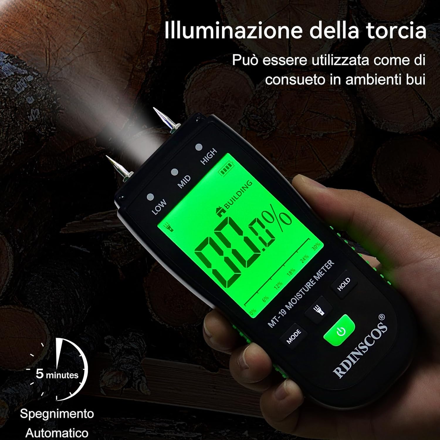 Misuratore di Umidità del Legno Digitale Professionale - immagine 4