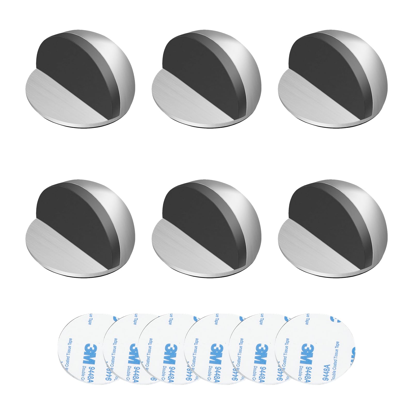 Fermaporta da Pavimento Adesivo in Acciaio Inossidabile (6 Pezzi)