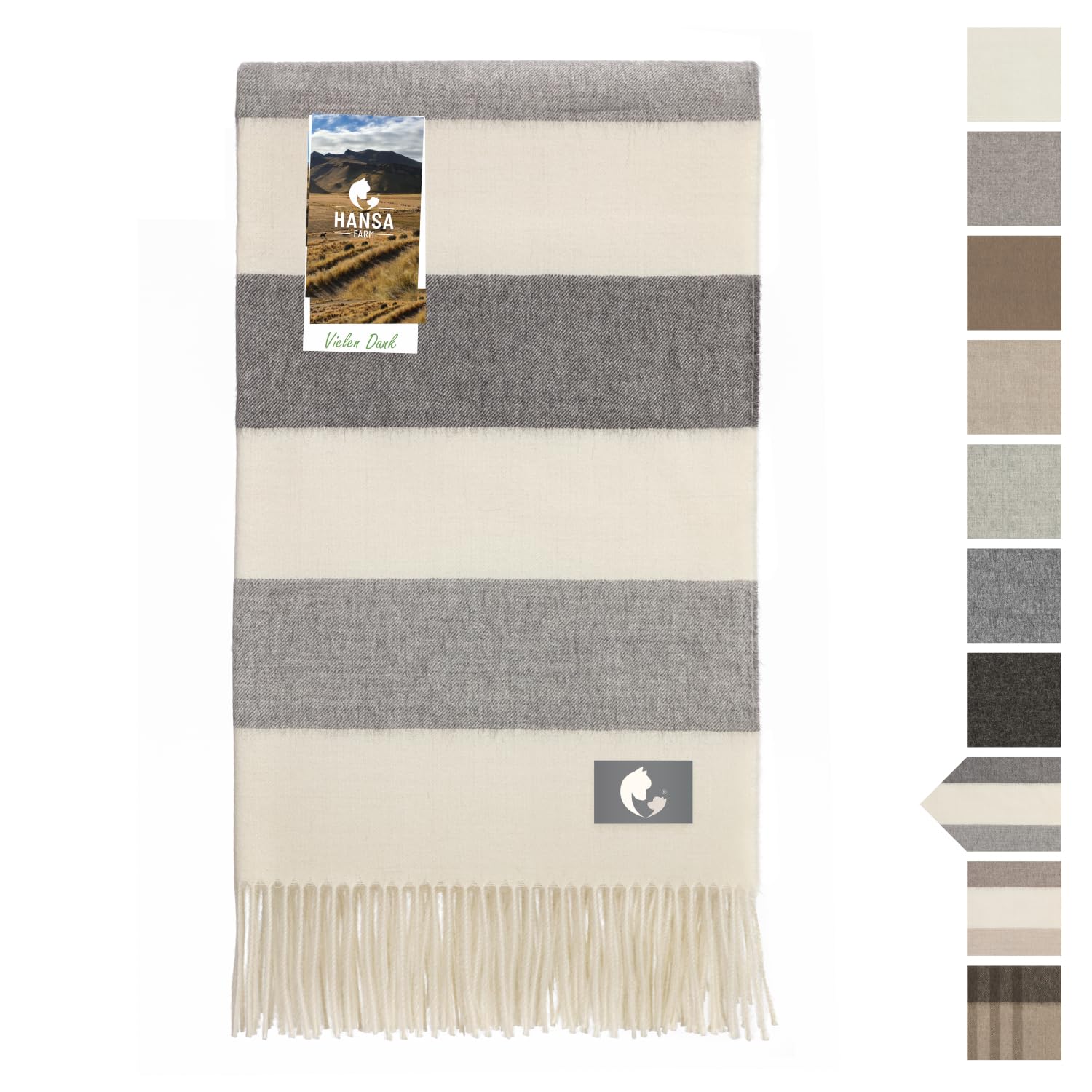 Hansa-farm Coperta Alpaca 200x130cm, Grigio/Beige