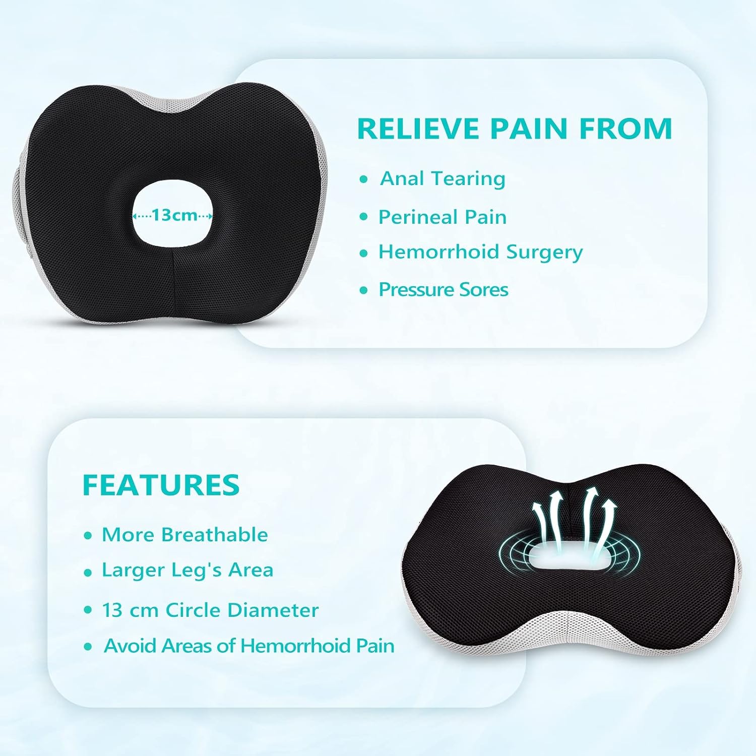 Feagar Cuscino Ortopedico a Ciambella per Sedile - immagine 4