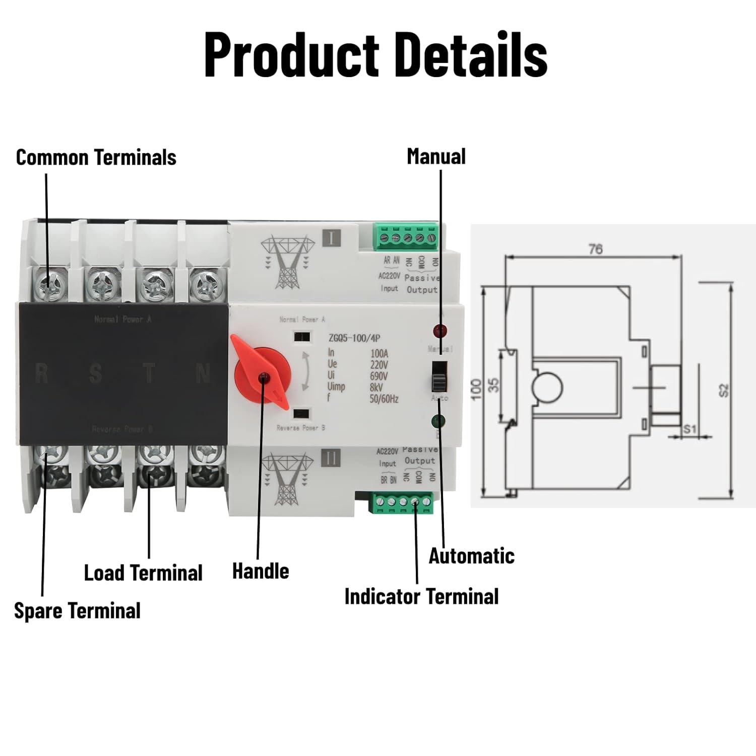 Interruttore di Trasferimento Automatico AC220V 50-60HZ - immagine 2