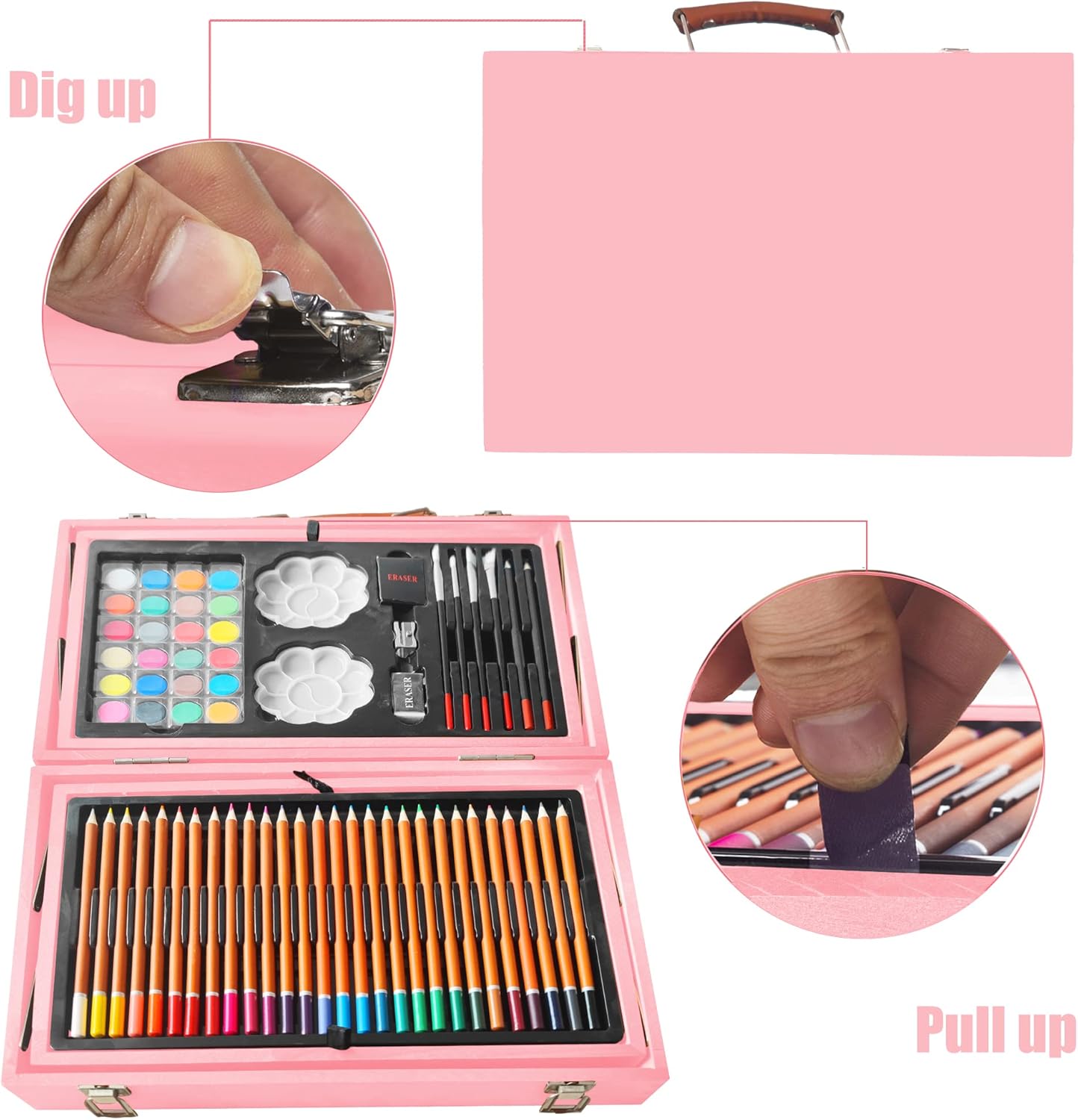 Kinspory 139 pezzi Valigetta Colori Bambina, Rosa - immagine 3