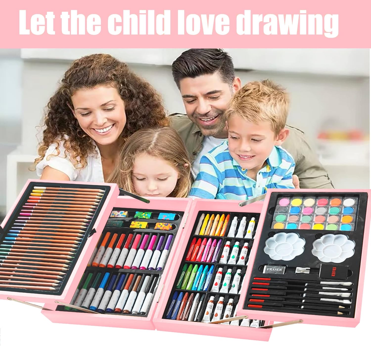 Kinspory 139 pezzi Valigetta Colori Bambina, Rosa - immagine 5