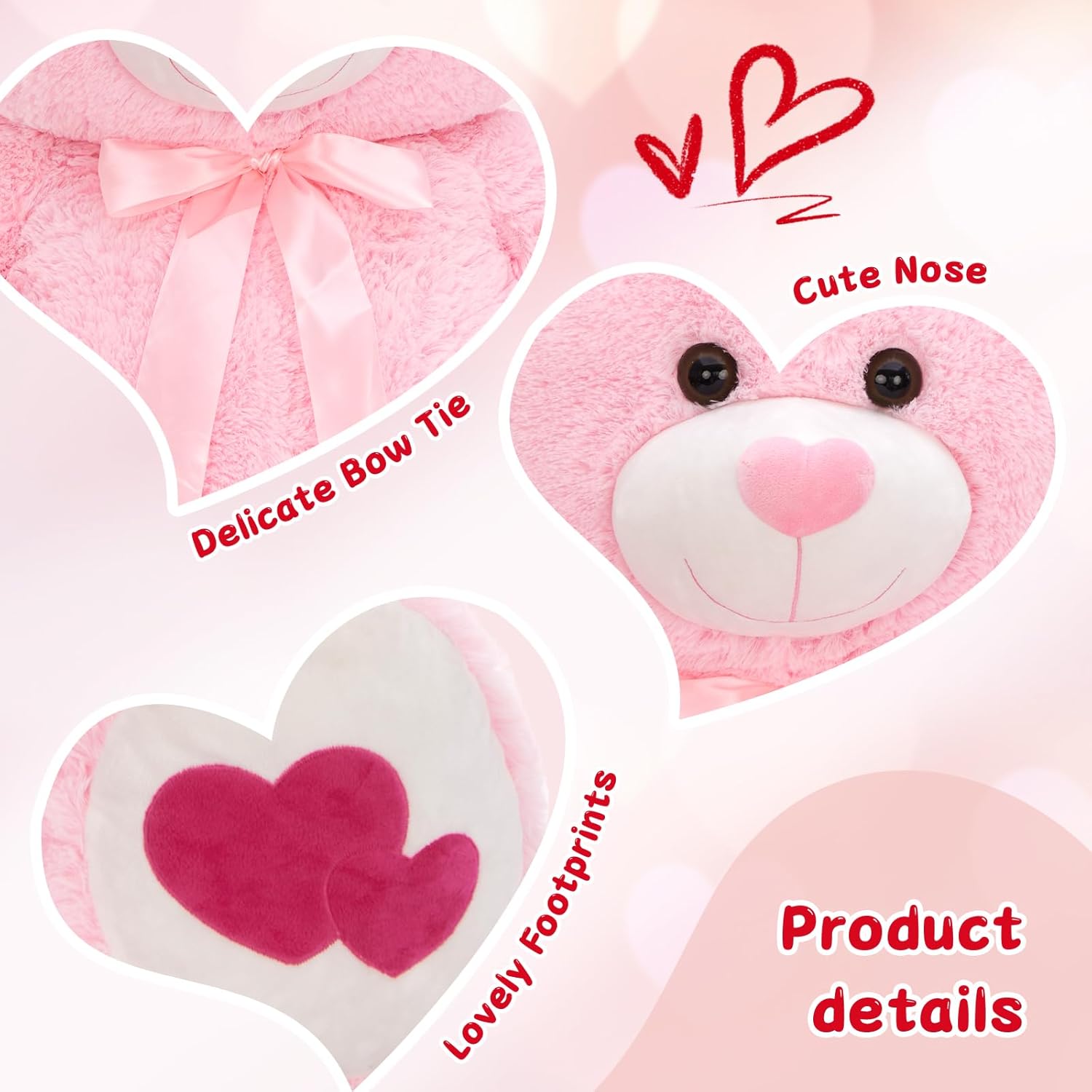 MorisMos Orso Peluche Gigante Rosa 120cm - immagine 2