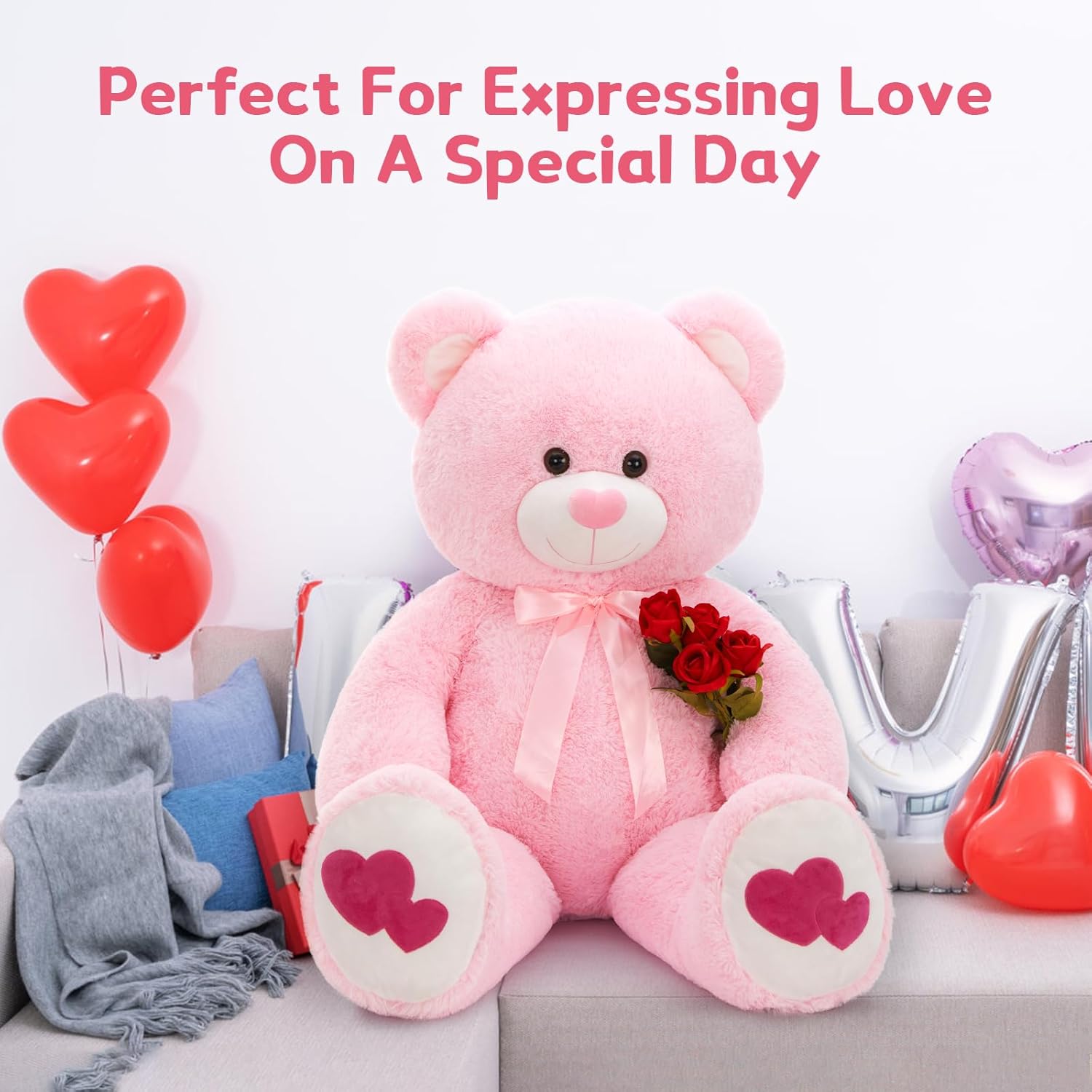 MorisMos Orso Peluche Gigante Rosa 120cm - immagine 6