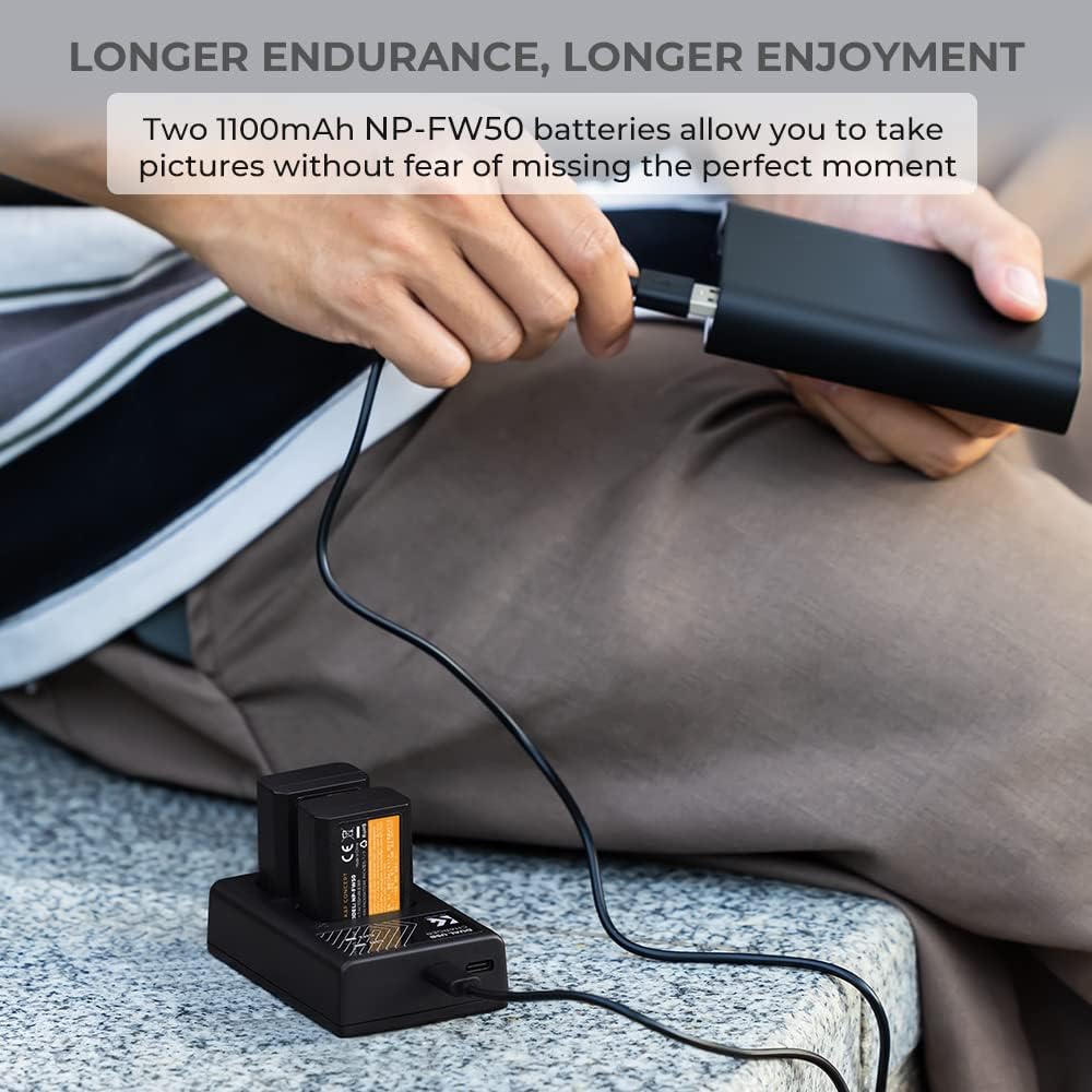 K&f Concept NP-FW50 Batteria e Caricabatteria Kit - immagine 6