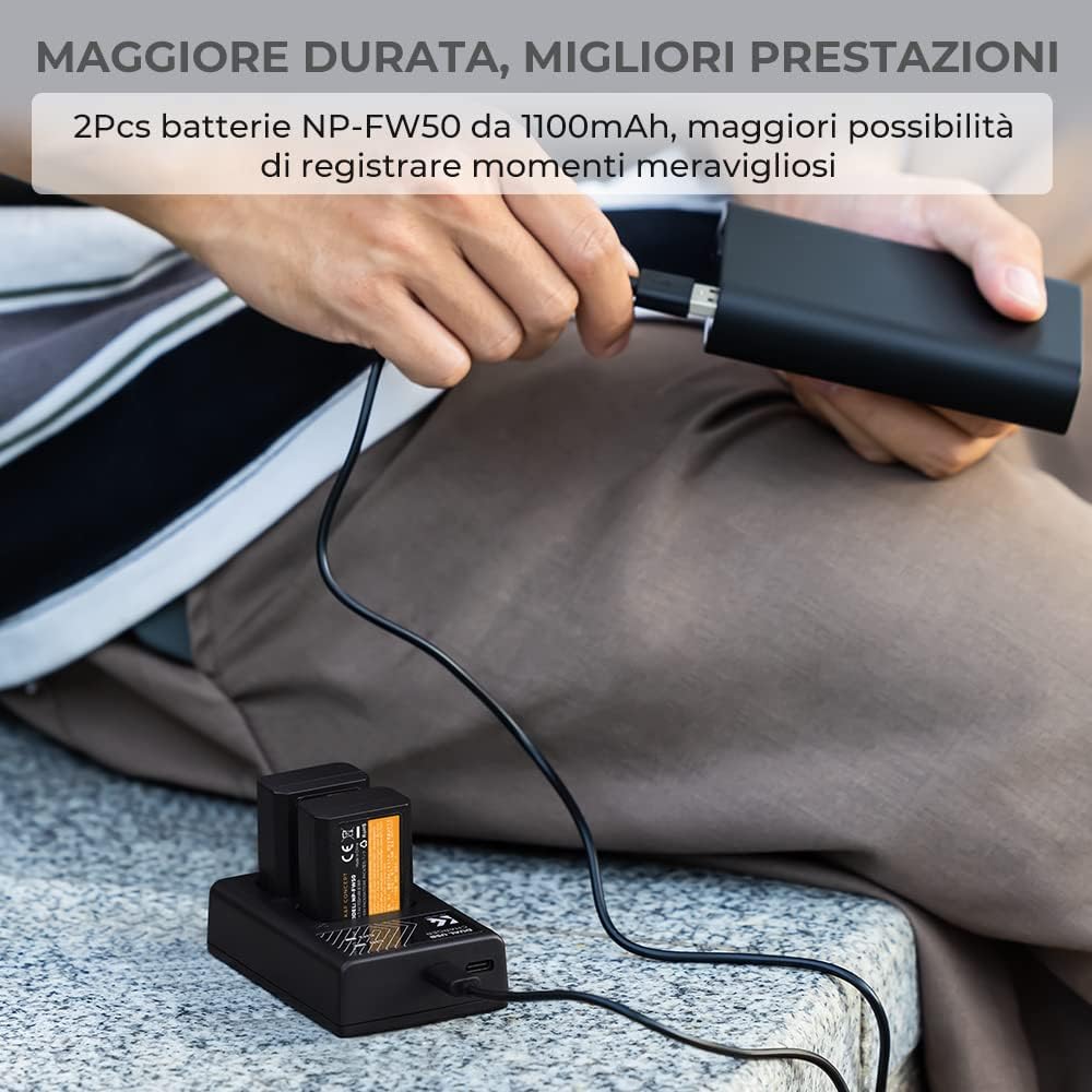 K&f Concept NP-FW50 Batteria e Caricabatteria Kit - immagine 8