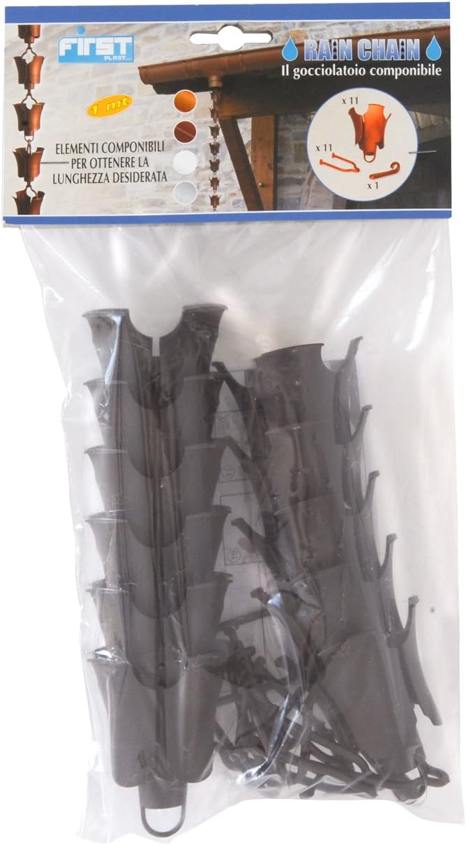 First Plast RAIN1M Gocciolatoio Componibile Catena Pluviale, Marrone