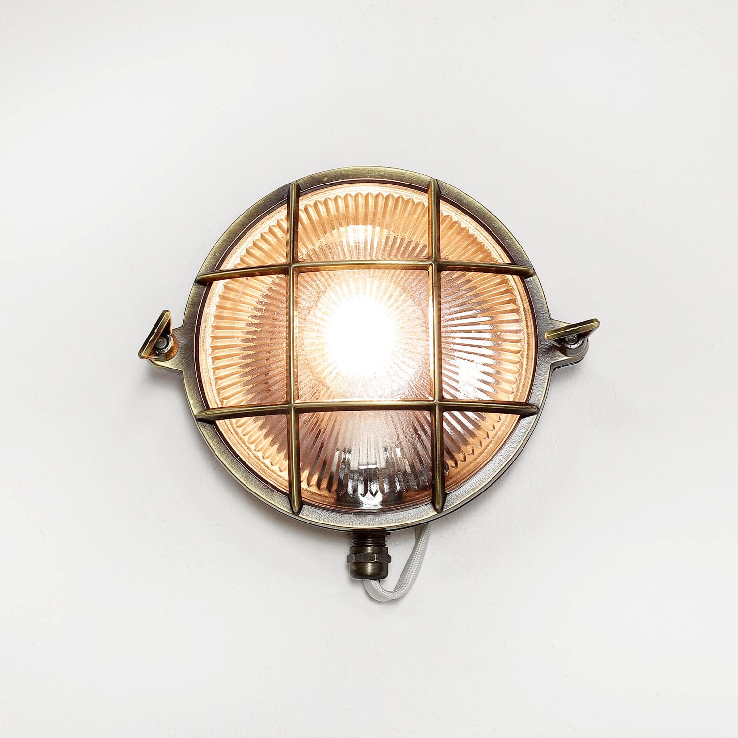 Lampada Parete Esterna Serifos Rotonda Ottone E27 IP64