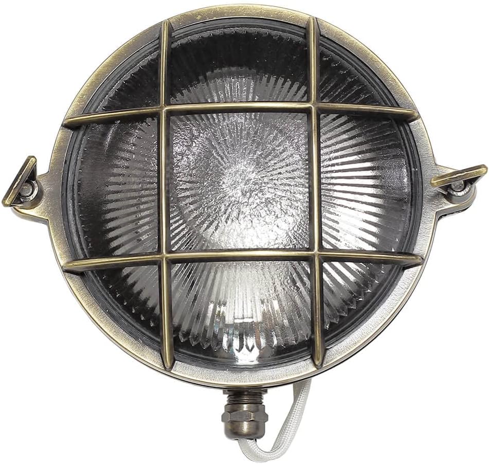 Lampada Parete Esterna Serifos Rotonda Ottone E27 IP64 - immagine 4