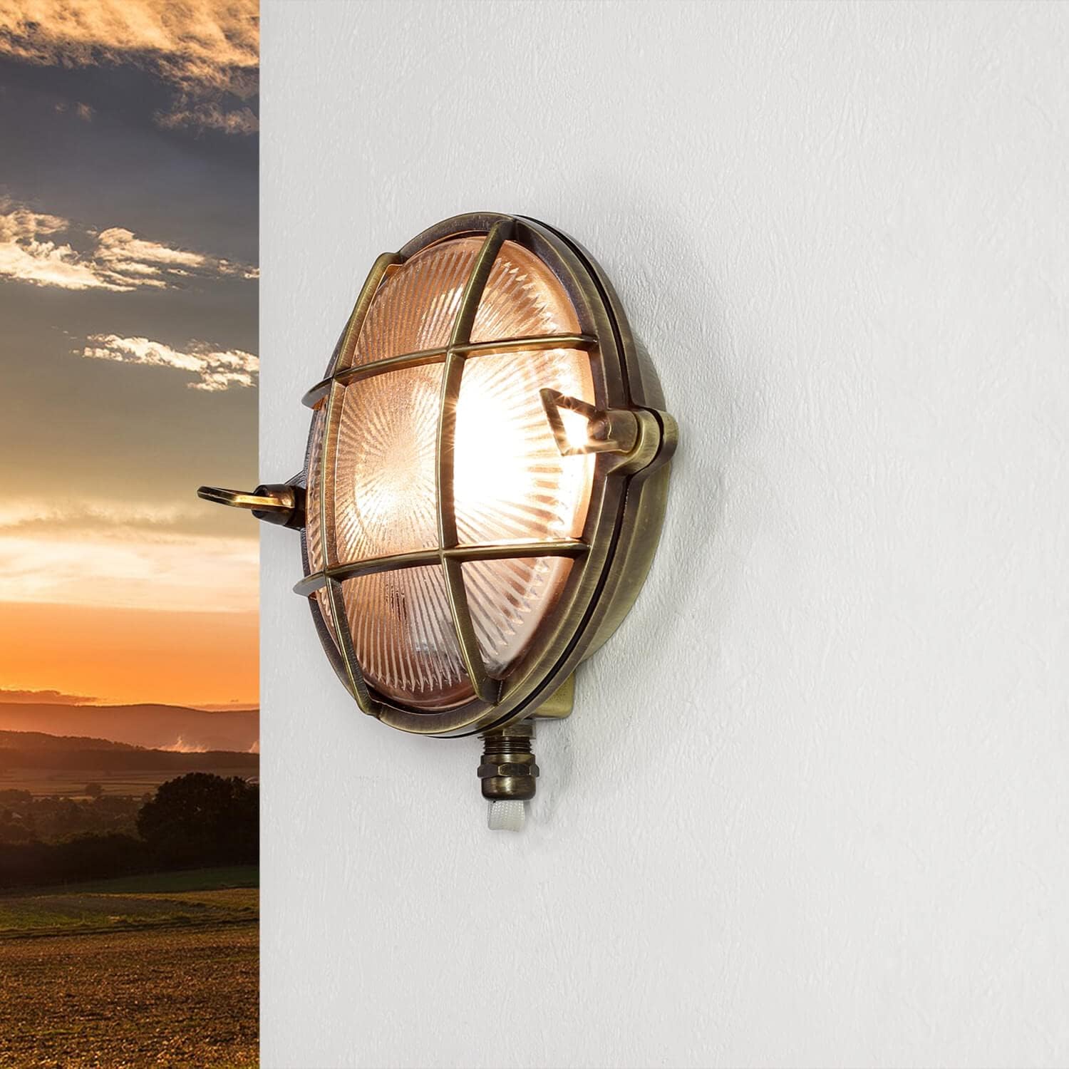 Lampada Parete Esterna Serifos Rotonda Ottone E27 IP64 - immagine 5