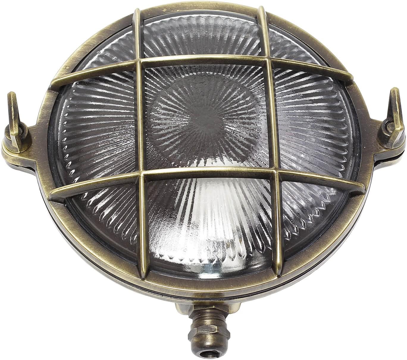 Lampada Parete Esterna Serifos Rotonda Ottone E27 IP64 - immagine 6