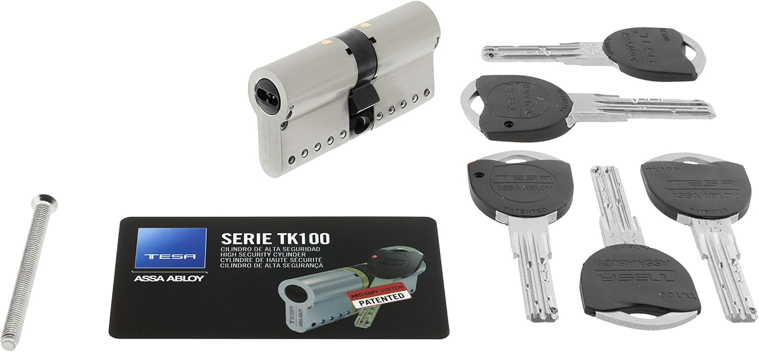 Tessa Assa Abloy TK154040N Cilindro ad alta sicurezza, nichelato, 40 x 40 mm