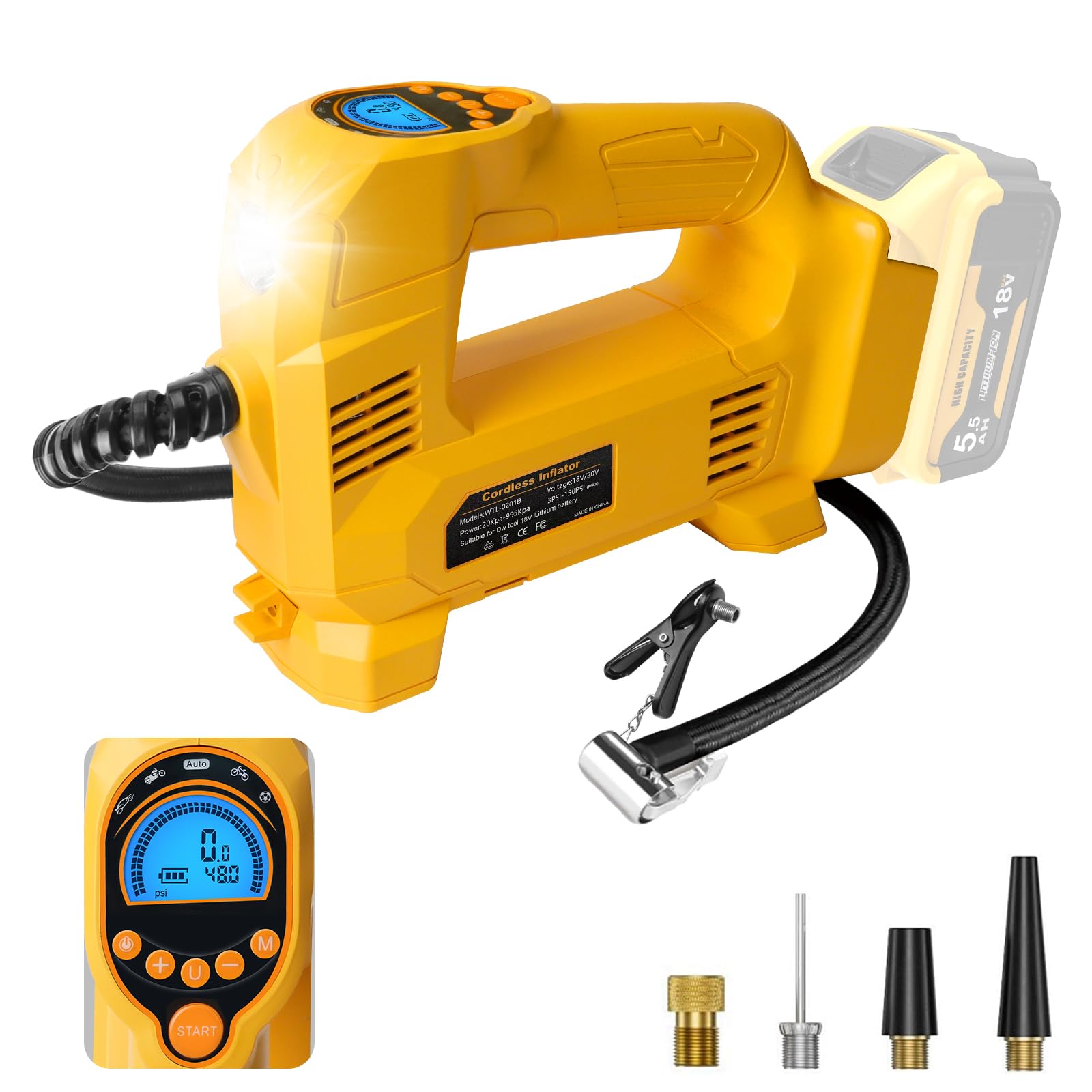 Quperr Compressore d’Aria Cordless 10,34 bar