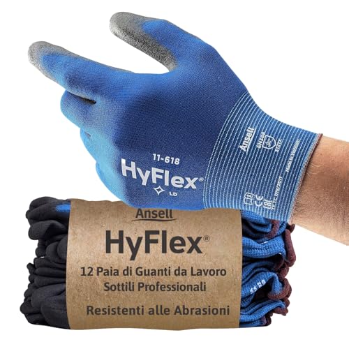 Ansell HyFlex 11-618 - Guanti da Lavoro Sottili, Blu