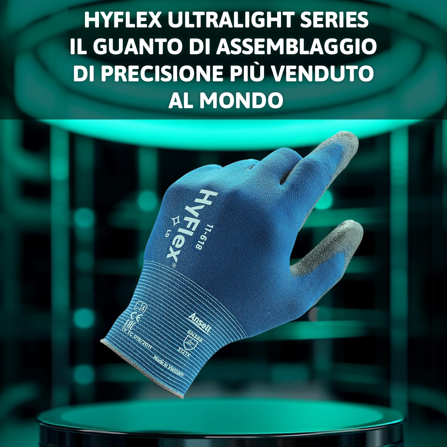 Ansell HyFlex 11-618 - Guanti da Lavoro Sottili, Blu - immagine 5