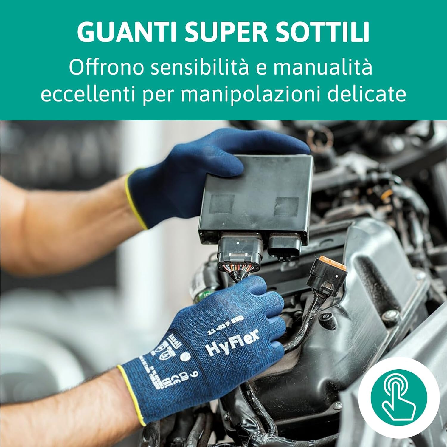 Ansell HyFlex 11-618 - Guanti da Lavoro Sottili, Blu - immagine 6