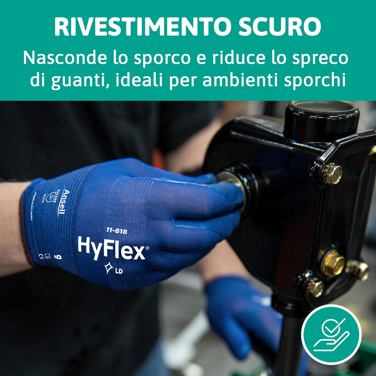 Ansell HyFlex 11-618 - Guanti da Lavoro Sottili, Blu - immagine 8