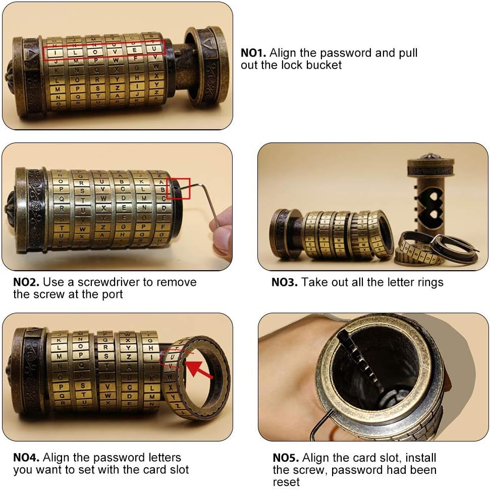 Hztyyier da Vinci Code Mini Cryptex con Anelli - immagine 3