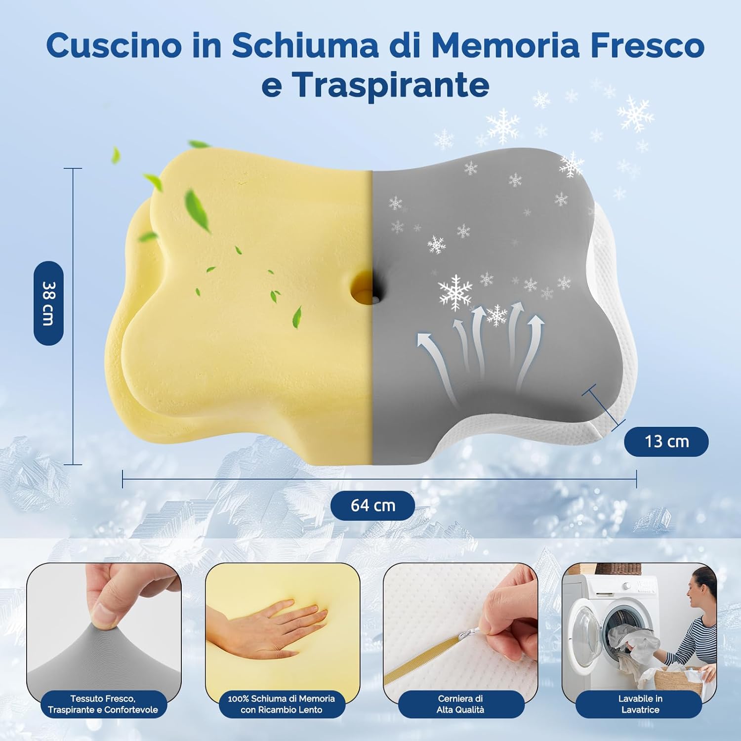 Cuscino per Cervicale in Memory Foam Traspirante - immagine 2