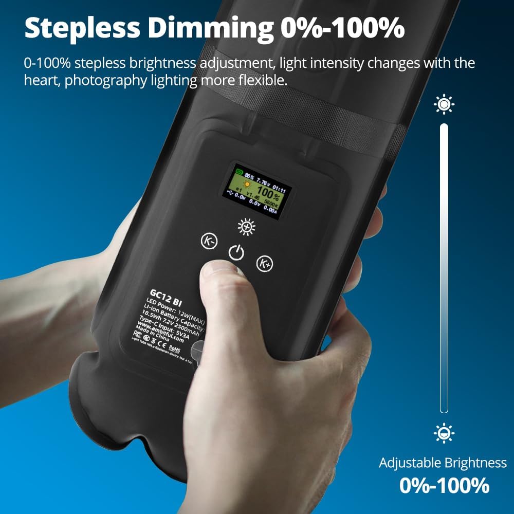 Ambitful GC12 - Luce LED Palmare BI-Color 2700K-6500K - immagine 6