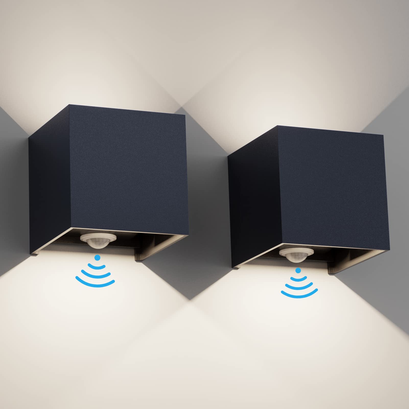 Klighten 2 PCS Lampada da Esterno 12W con Sensore Antracite