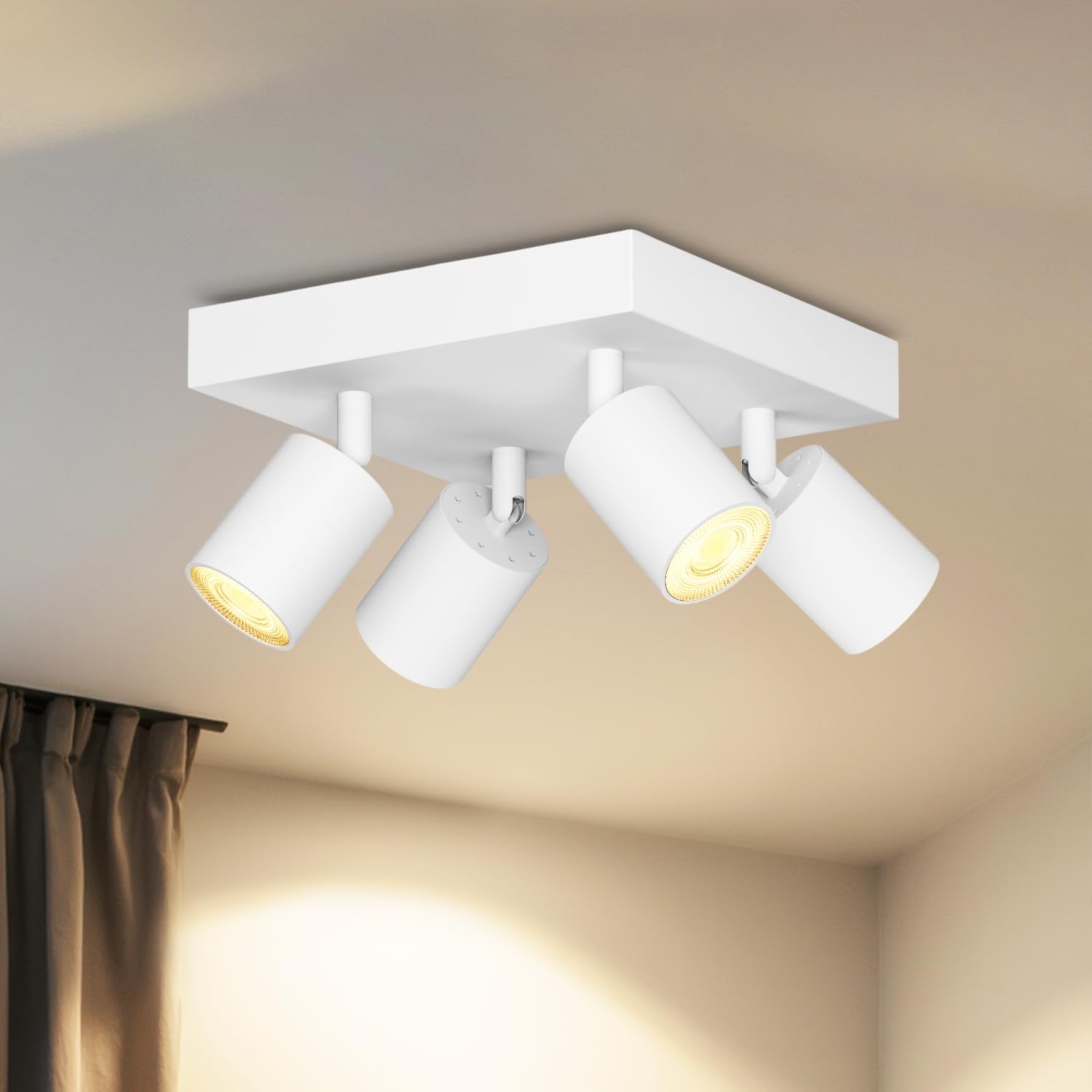 Lvwit Faretti LED Soffitto Orientabili 4 Luci, Bianco