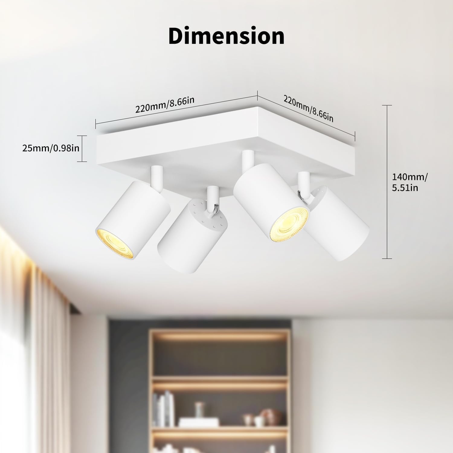 Lvwit Faretti LED Soffitto Orientabili 4 Luci, Bianco - immagine 4