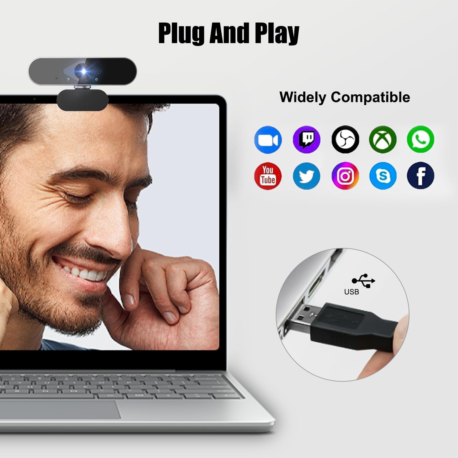Webcam PC con Microfono USB Full HD 1080p - immagine 2
