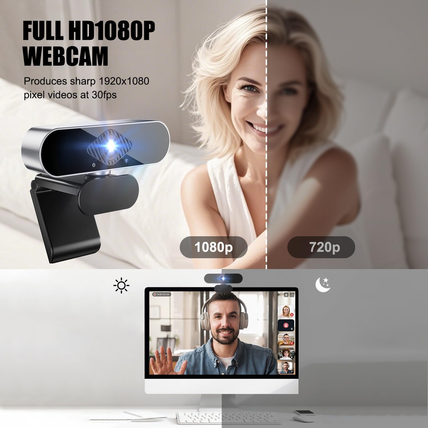 Webcam PC con Microfono USB Full HD 1080p - immagine 3
