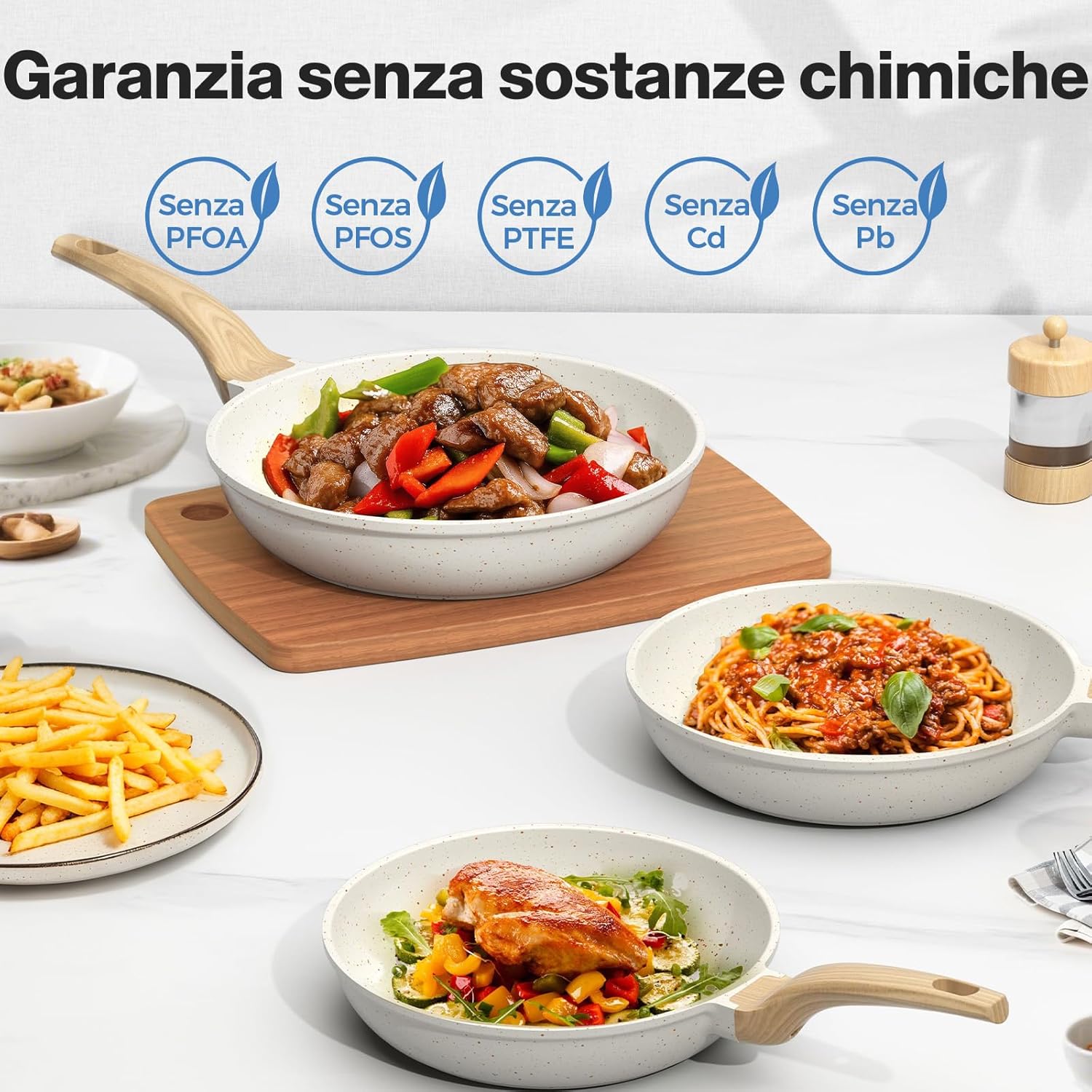 Yashe Set 3 Padelle Antiaderenti 20/24/30 cm - immagine 5