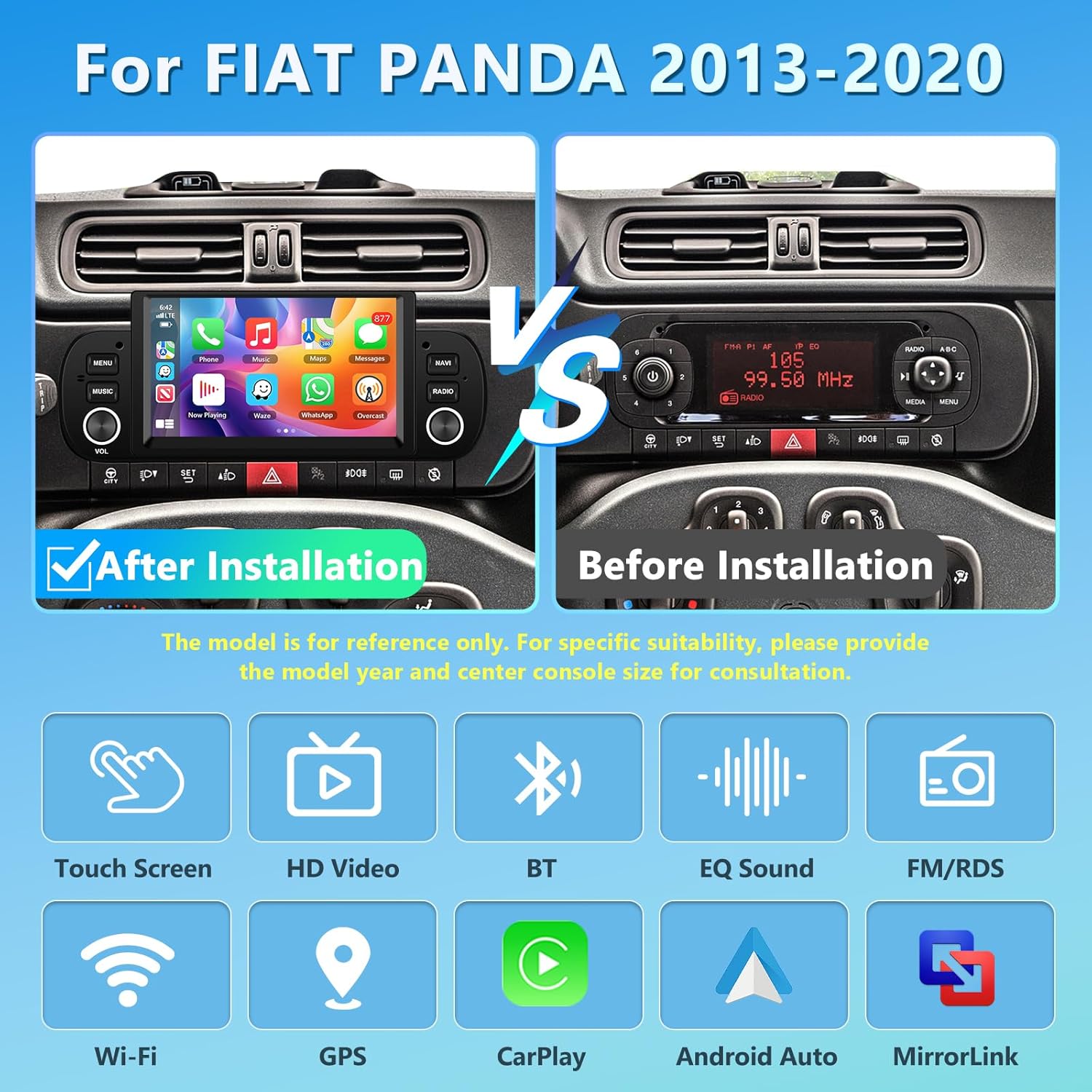 Motorsi Autoradio Carplay per Fiat Panda (2013-2020) - immagine 2