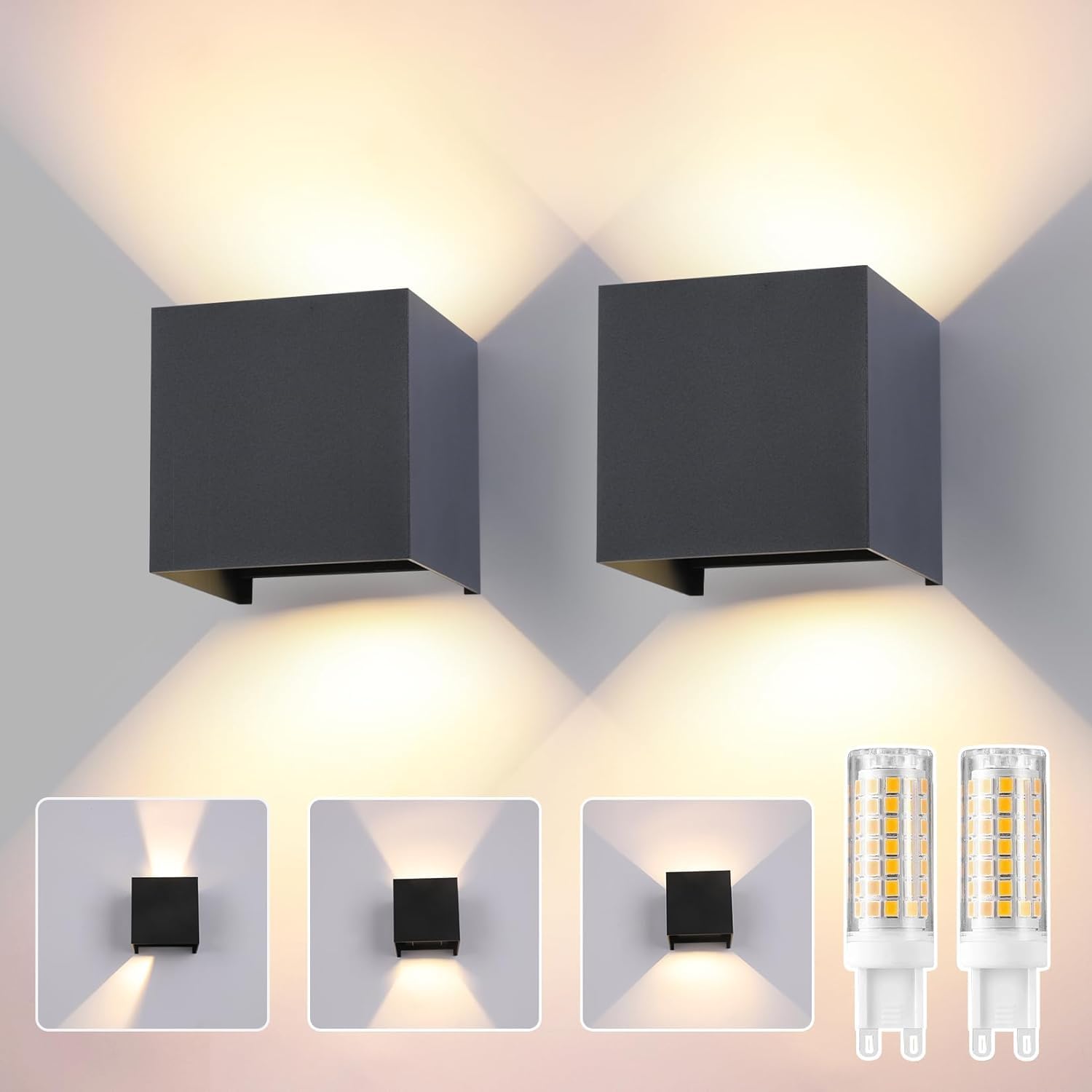 Applique da Esterno/Interno LED 9W 3000K 2 Pezzi, Antracite