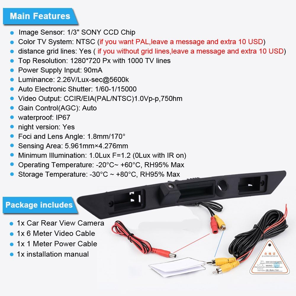 Telecamera retromarcia con luce targa per Audi - immagine 8