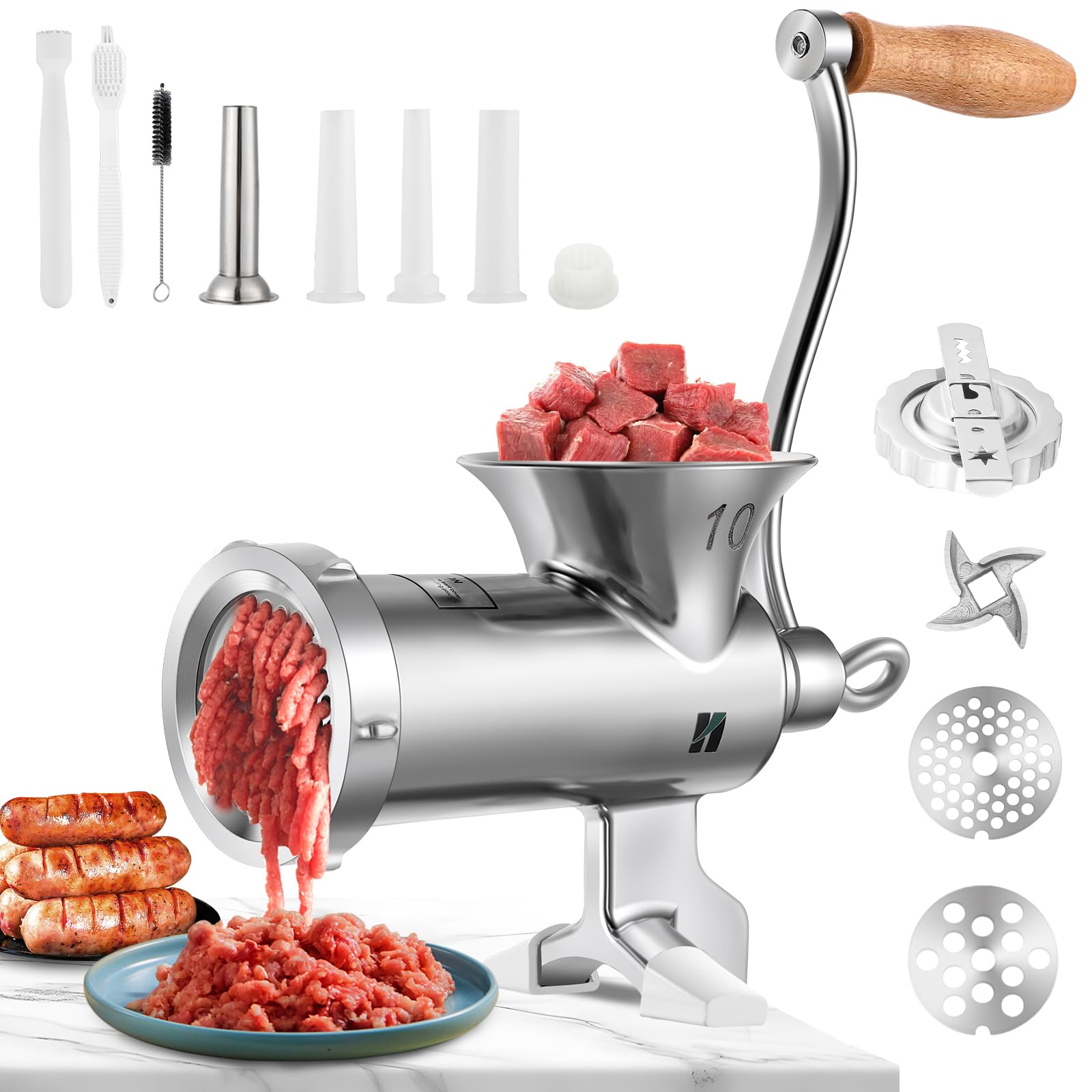 Huanyu Tritacarne Manuale in Acciaio Inox n. 10