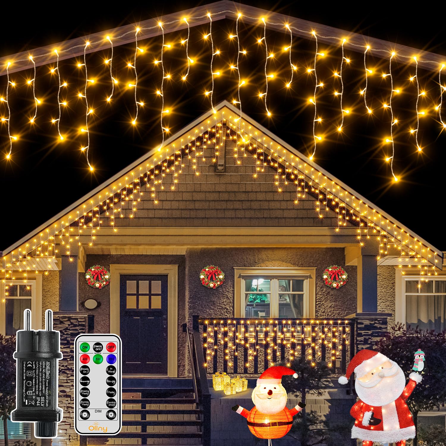 Ollny Luci di Natale da Esterno 12M 486 LED Cascata