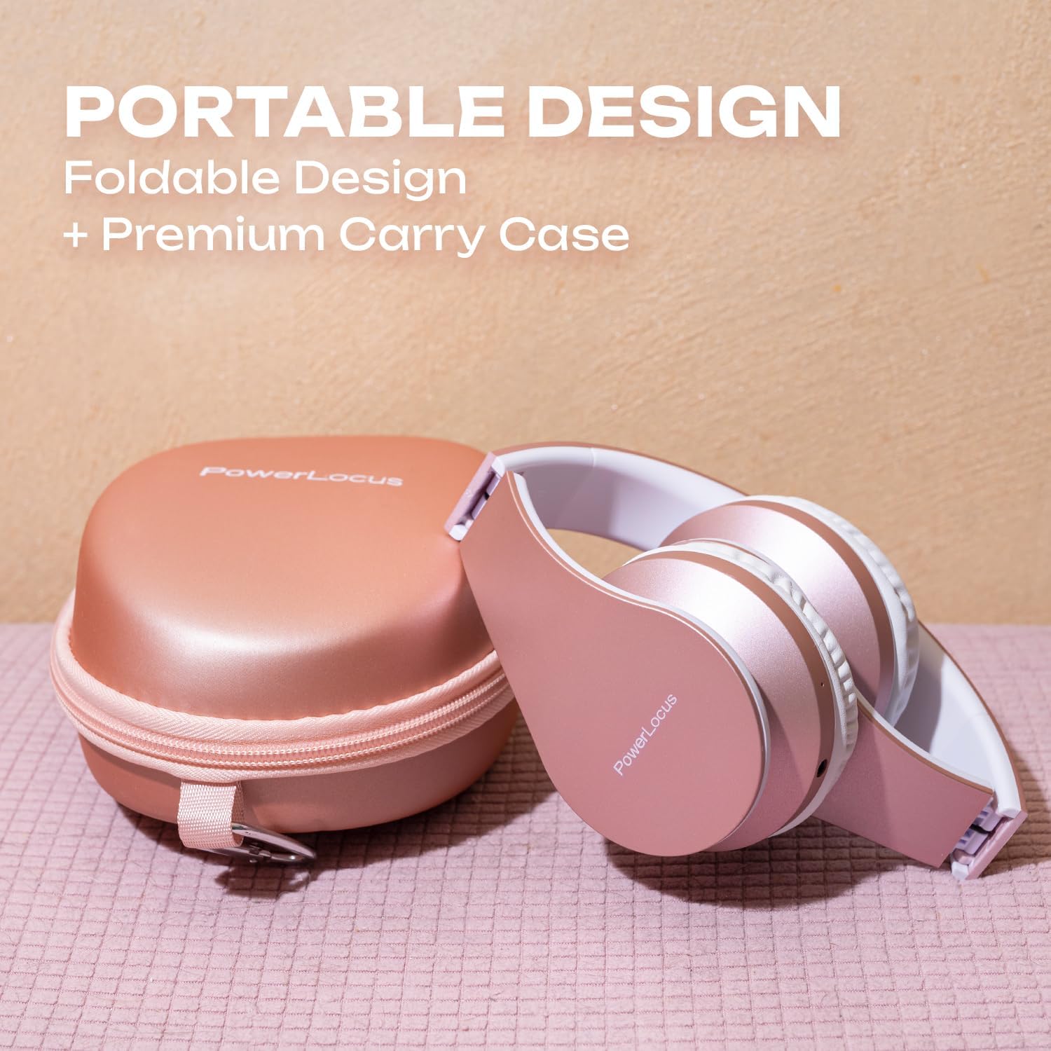 Powerlocus Cuffie Bluetooth Over-Ear, Oro Rosa - immagine 8