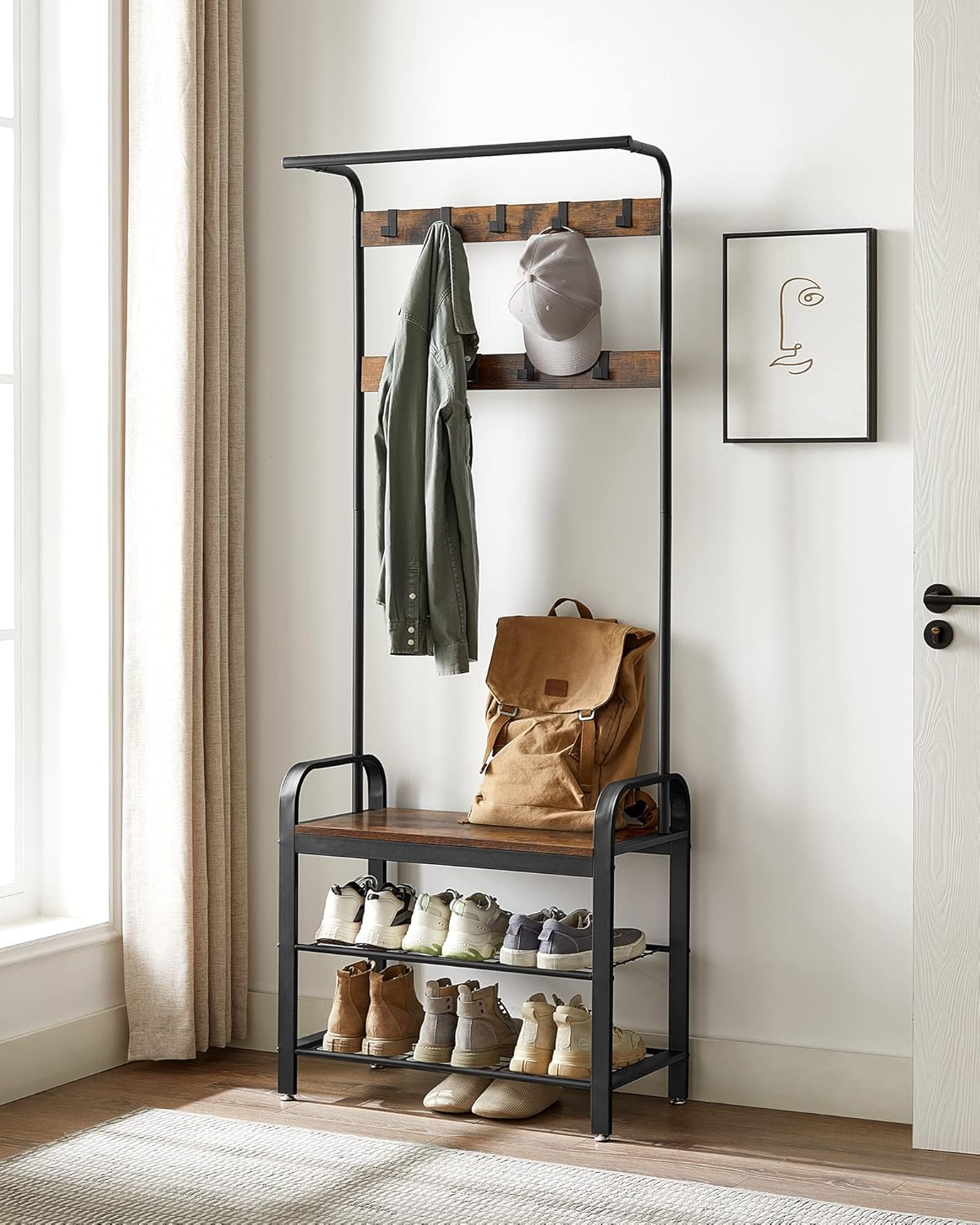 Vasagle Appendiabiti con Scarpiera 4 in 1 Industriale - immagine 3