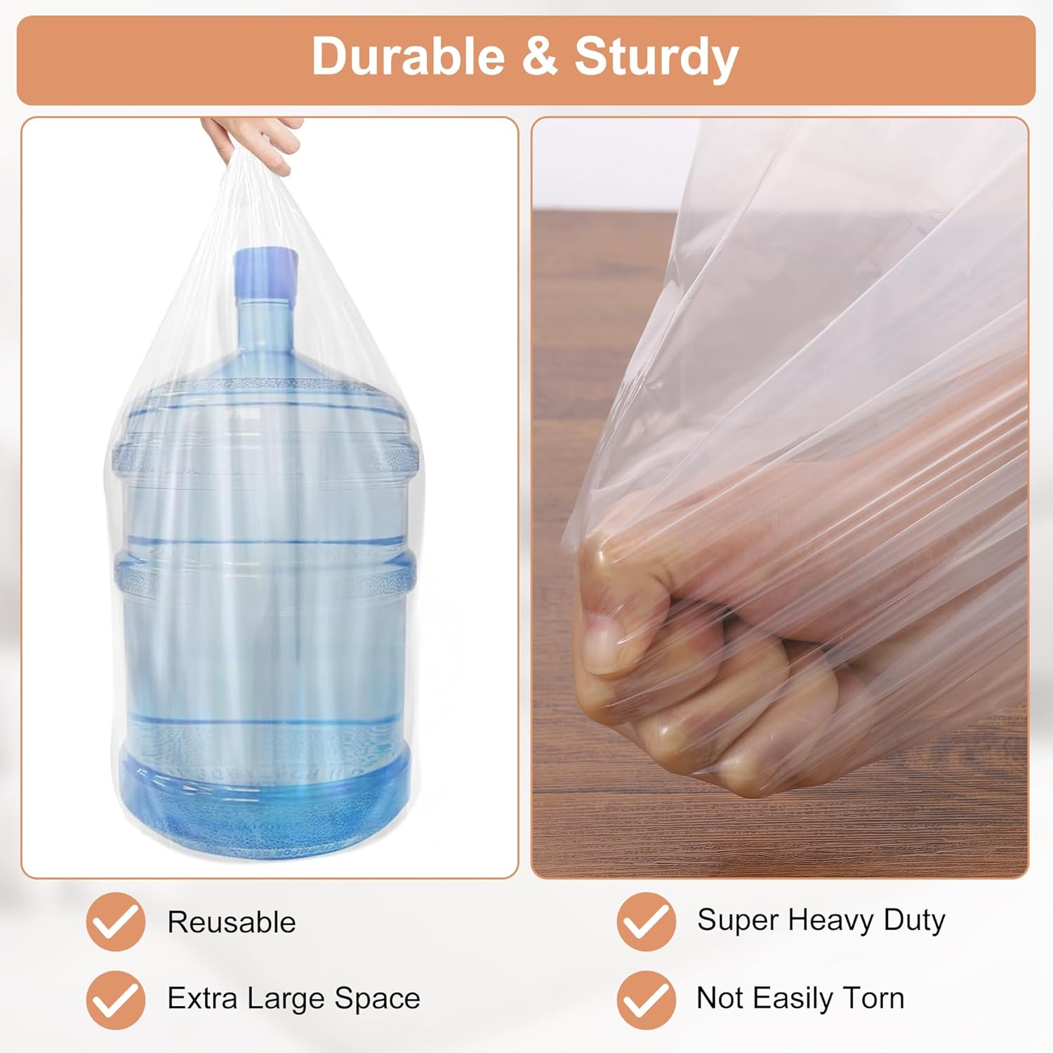 Hejo Sacchetti Plastica Trasparenti Extra Grandi (4 Pezzi) - immagine 3