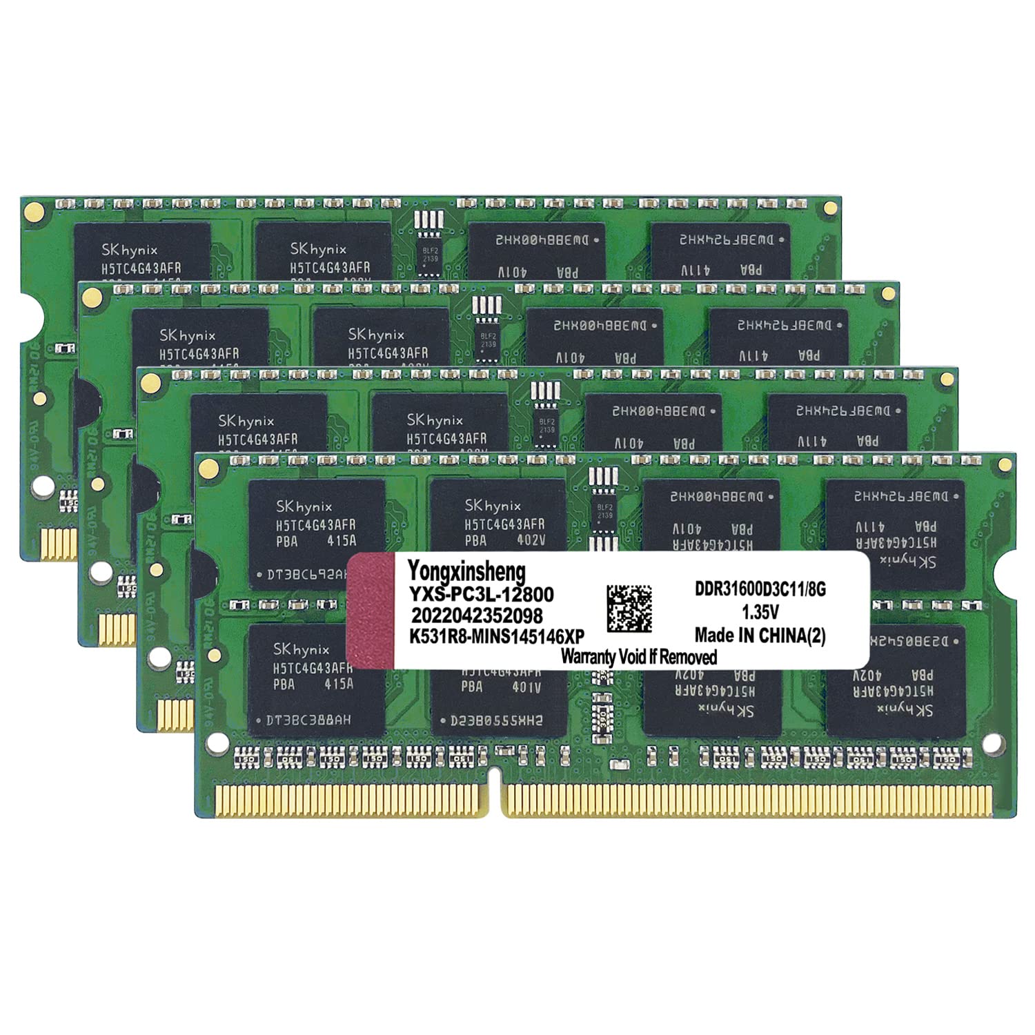 Kit 32GB (4x8GB) DDR3L/DDR3 RAM 1600 MHz Sodimm