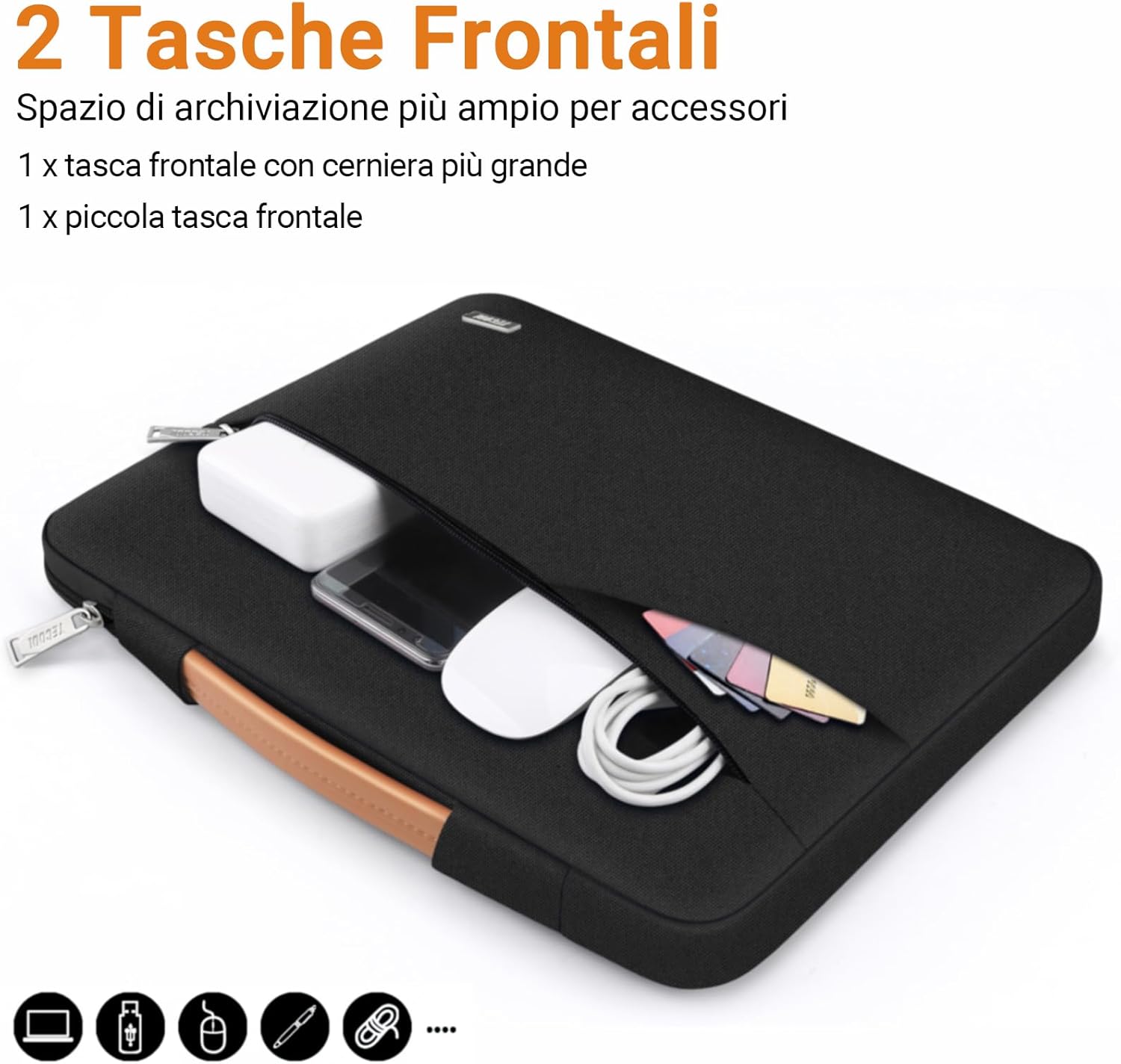 TECOOL Custodia PC Portatile 16 Pollici, Nero - immagine 2