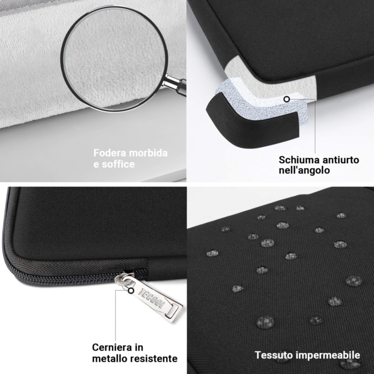 TECOOL Custodia PC Portatile 16 Pollici, Nero - immagine 4