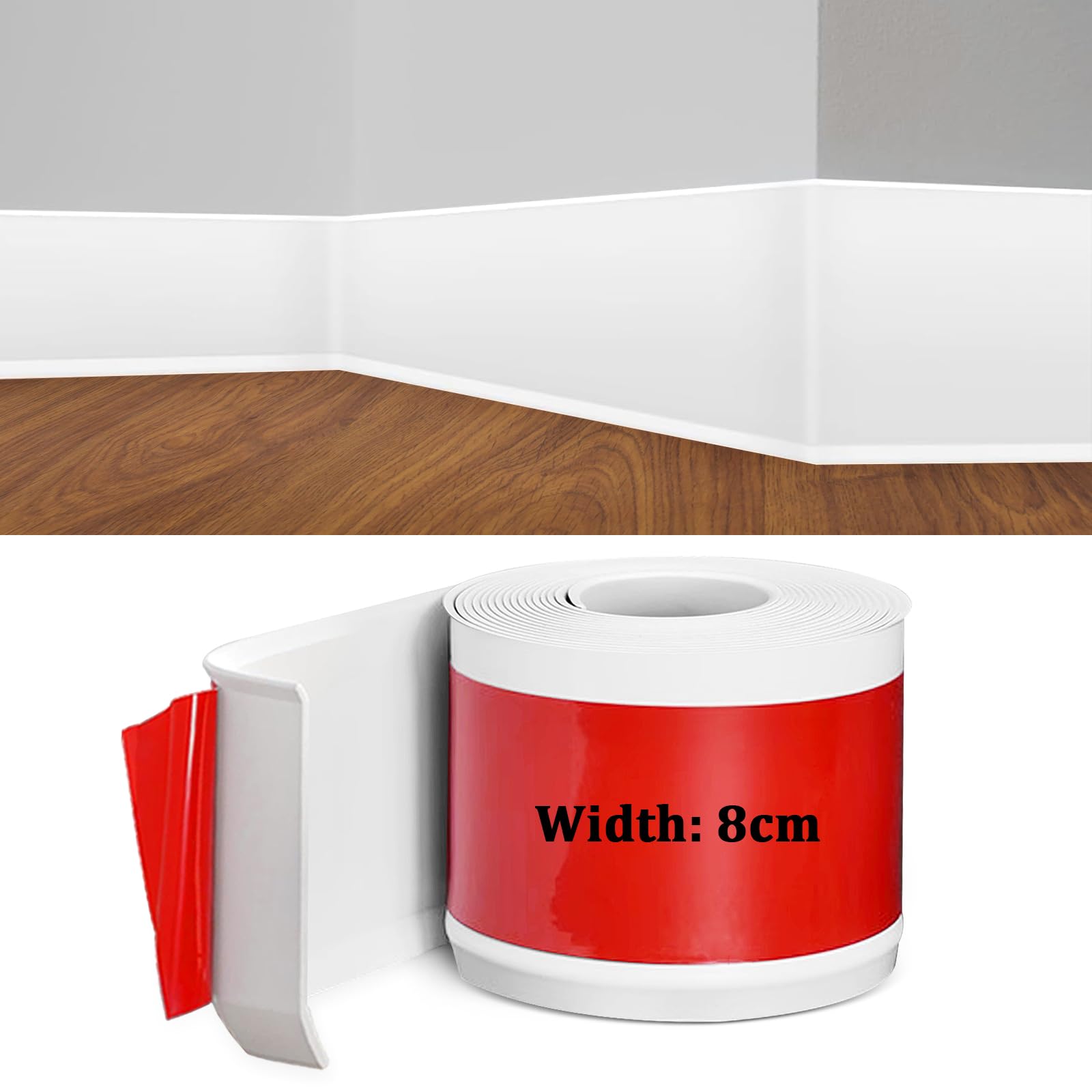 Battiscopa Adesivo in PVC Bianco 8cm x 10 Metri