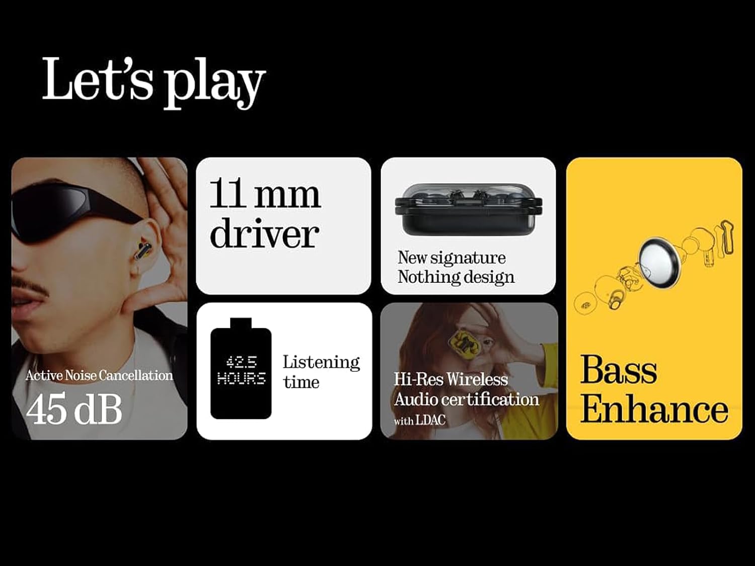 Nothing Ear (a) - Cuffie Bluetooth ANC, Giallo - immagine 3