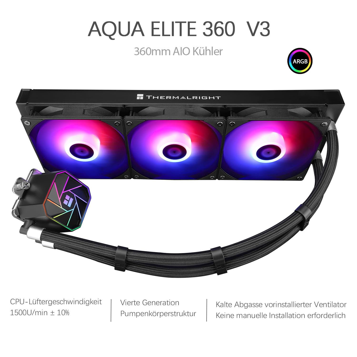 Aqua Elite 360 V3 - Raffreddamento CPU AIO ARGB - immagine 2