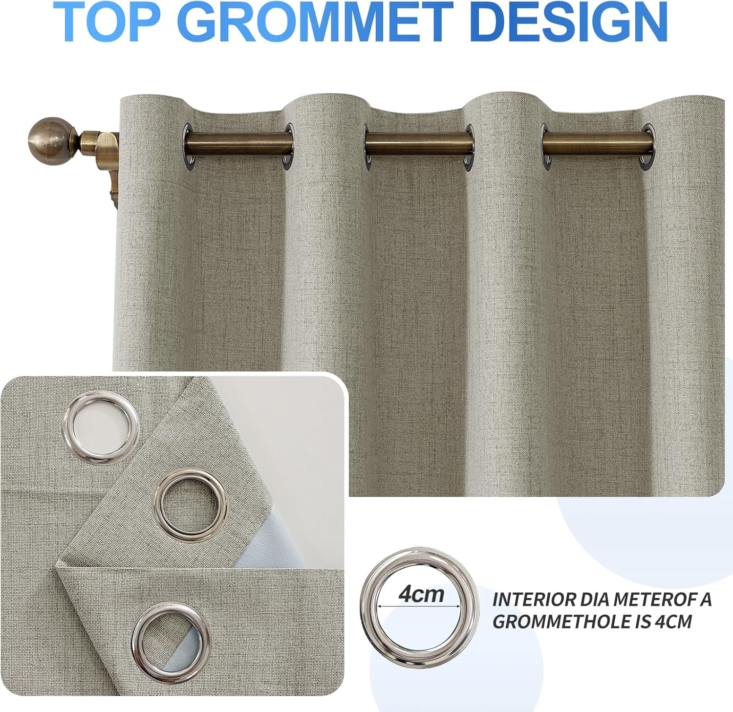 Tende Per Interni 140x225cm - Termiche Isolanti, Naturale - immagine 6