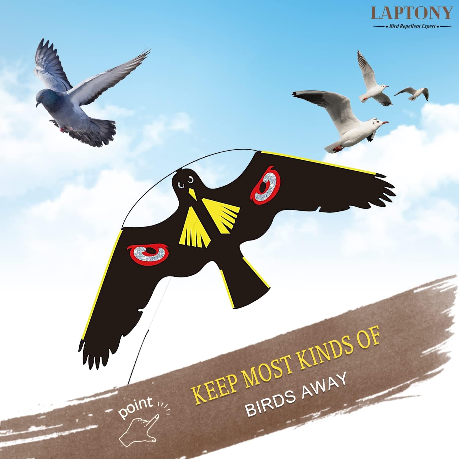 Laptony Uccello Spaventatore Aquilone con Asta 4m - immagine 2