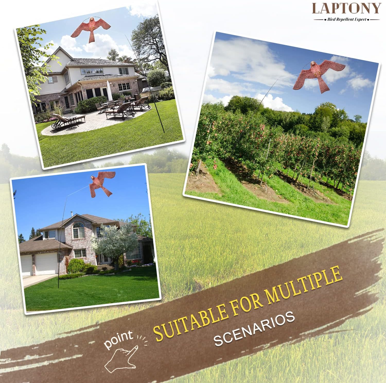 Laptony Uccello Spaventatore Aquilone con Asta 4m - immagine 5