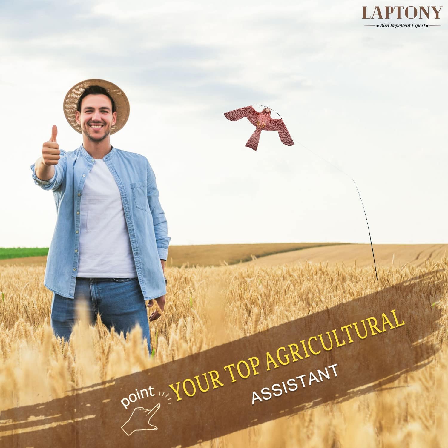 Laptony Uccello Spaventatore Aquilone con Asta 4m - immagine 7